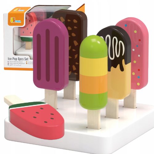  VIGA Wooden Ice Cream on a Stick with Stand 6 pcs.