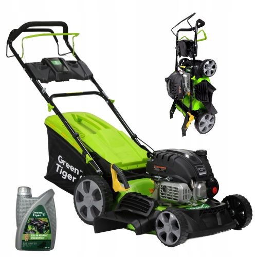 Petrol lawn mower - Green Tiger petrol lawn mower with basket, 149 cm³ capacity. Basket 62 l, cutting width 46 cm