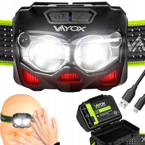  LED HEADLAMP RECHARGEABLE HEADLAMP WATERPROOF USBC 500lm PRO VAYOX