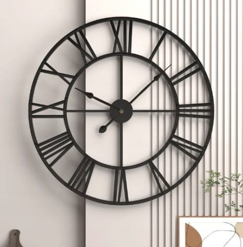 Clock for home Loft wall clock black 50cm