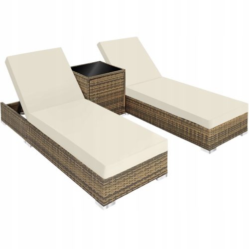  TecTake 403771 Technorattan deck chair, beige and brown