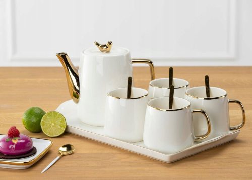 Dinner service HowHomely Noah White Gold tea and coffee service 10-piece