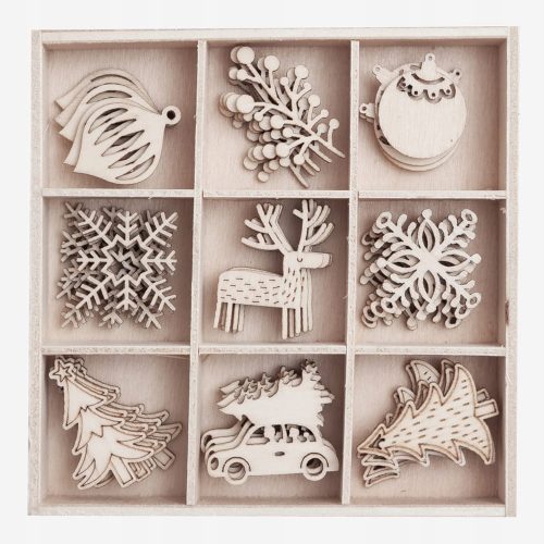  Wooden shapes Christmas 3/45 pieces DPDN-097 Christmas tree balls reindeer