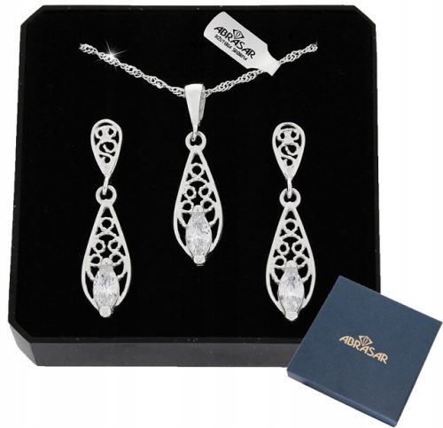  SILVER OPENWORK JEWELRY SET WITH ZIRCONS SILVER 925
