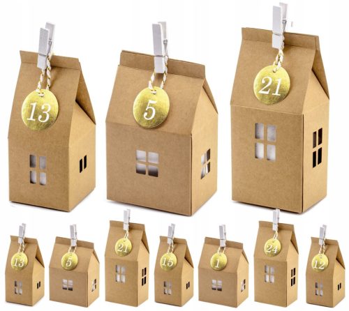  Advent calendar houses, 24 pieces, various sizes