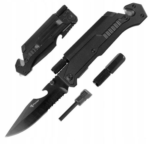  FOLDABLE RESCUE HUNTING KNIFE FLASHLIGHT 22CM