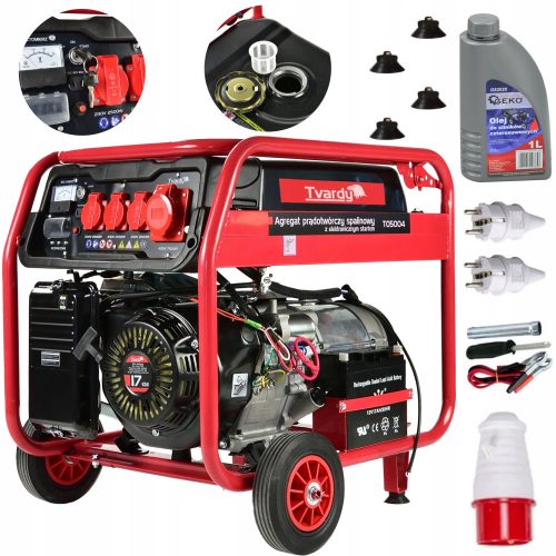 Portable three-phase generator Tvardy 8500 W petrol + oil for four-stroke engines 4T red 1L