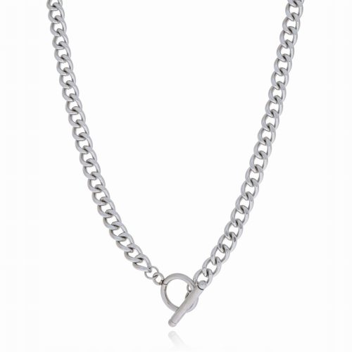  Men's necklace made of surgical steel, silver color, gift for him
