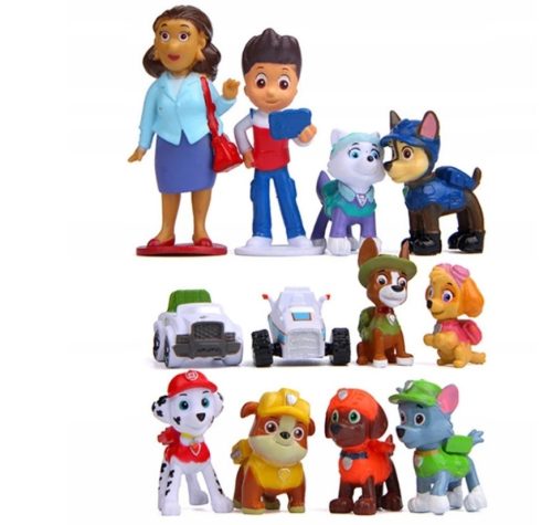  PAW PATROL DOG SET WITH 10 FIGURES AND 2 VEHICLES