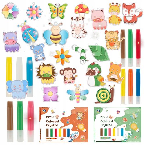  CREATIVE SET FOR COLORING TEMPLATES, LARGE MARKER + Set for designing keychains for children's birthday attraction NATURA