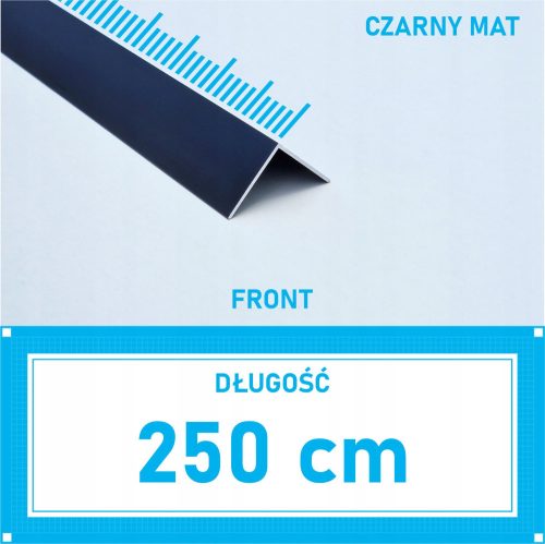 Aluminum ANGLE BAR MATT BLACK 25x25cm anodized 250cm