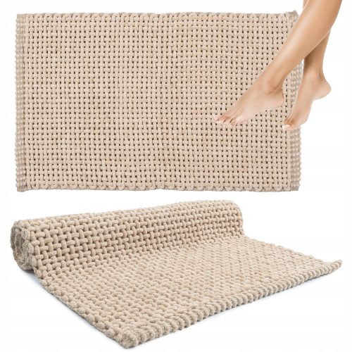 Carpet bathroom mat soft absorbent for washing beige boho braided 50x80