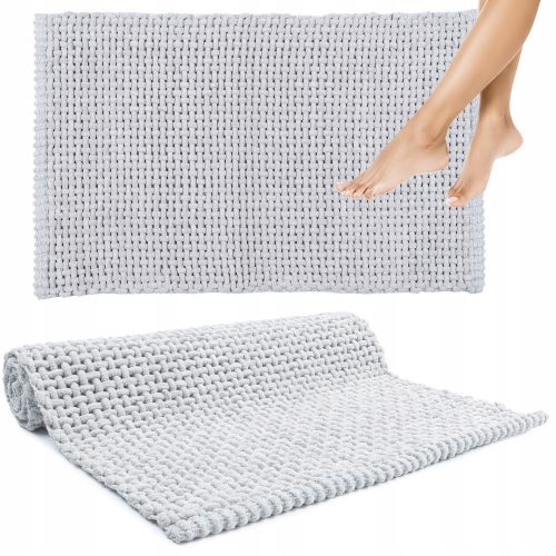 Bathroom Rug, Soft, Washable, Absorbent Cotton Mat, 40 x 60 cm, Grey