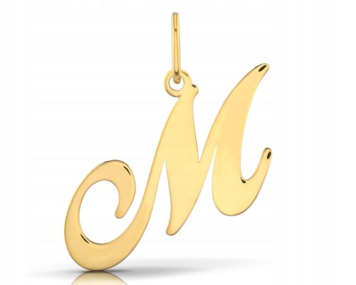  GOLD PLATED PENDANT ON A CHAIN GOLD PENDANT LETTER M DECORATIVE 925 LETTERS