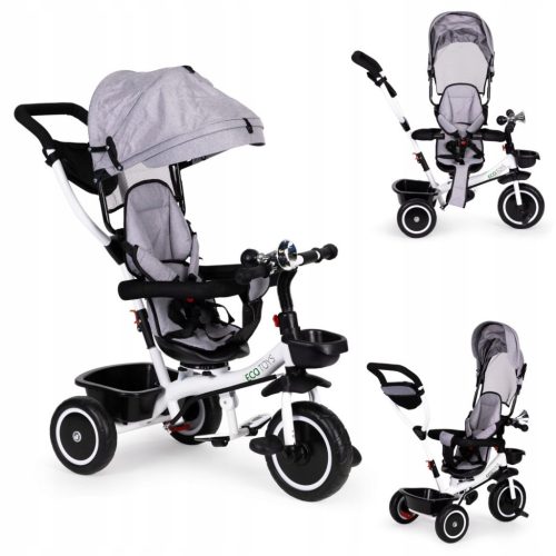  Tricycle, pushchair, stroller, 360 degree rotating, gray ECOTOYS
