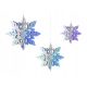  DECORATIVE PENDANTS, shimmering snowflakes, 6 pcs