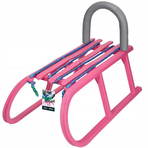  CHILDREN'S PLASTIC SLED FOR SNOW PINK SLIDE FOR CHILDREN BACKREST STRING