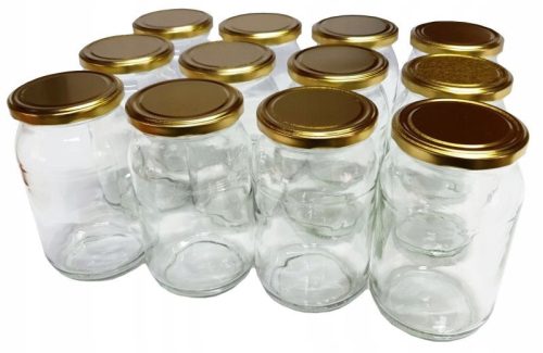 Récipient alimentaire en verre 900 ml miel, confiture, conserves + bouchons dorés, 40 pcs.