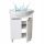 White standing cabinet for the bathroom with washbasin 60 cm, glossy shelf