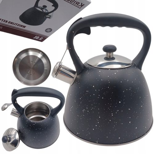 Kettles and Teapots TRADITIONAL KETTLE STEEL MARBLE BLACK 3L KRISBERG INDUCTION GAS