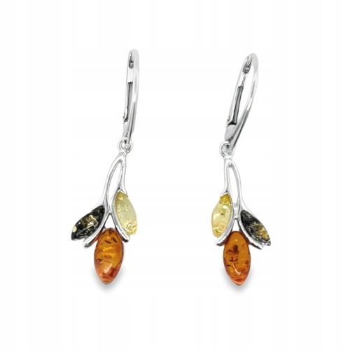  Silver earrings AMBER clasp English elegant FILM