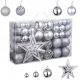  Unbreakable Christmas Tree Baubles 6/4/3cm Set 101 in 1 - Silver