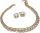  Gold jewelry set white zircons choker necklace with stud earrings