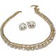  Gold jewelry set white zircons choker necklace with stud earrings