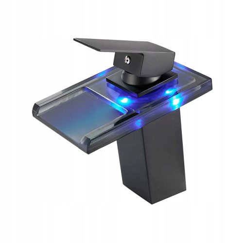 LED Bathroom Sink Faucet RV Bathtub Faucet Waterfall Single Black