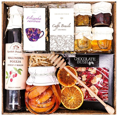  BASKET GIFT SET GIFT HONEY CHOCOLATE JAM LEMON TEA