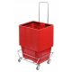 Set galvanized trolley with handle + 10 baskets 22l red