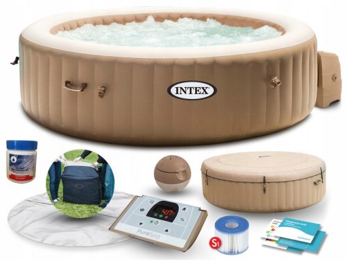 Whirlpool, Garten-Whirlpool Intex Pure-Spa aufblasbarer Whirlpool 28428 Creme 1098 l rund