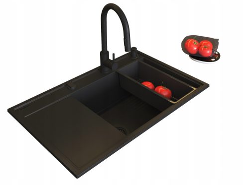 Pyramis Camea single-bowl sink, black granite