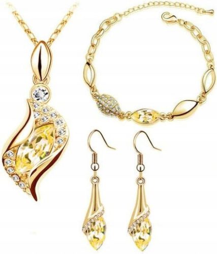  Gold jewelry set yellow zircons gift