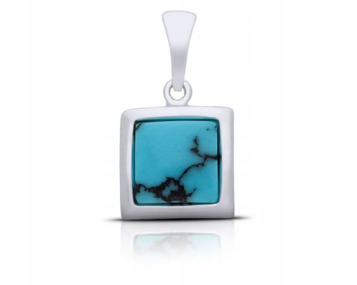  Silver women's pendant with turquoise, square pendant, 925