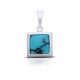  Silver women's pendant with turquoise, square pendant, 925