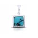  Silver women's pendant with turquoise, square pendant, 925
