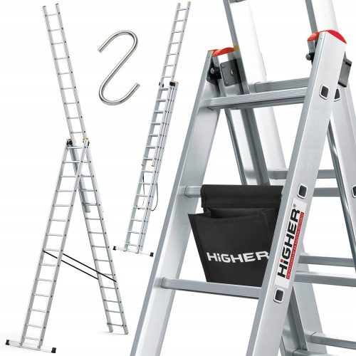 Higher ladder 10.4 m aluminum 3 x 15 to 150 kg