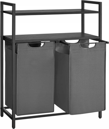 Laundry Baskets and Bins Vasagle Freestanding Laundry Basket, 92 l, Black, Grey and Silver Tones