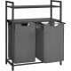 Laundry Baskets and Bins Vasagle Freestanding Laundry Basket, 92 l, Black, Grey and Silver Tones