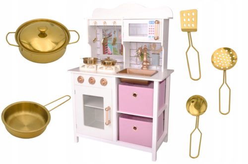  KITCHEN WOODEN STOVE FOR CHILDREN LED LIGHT SOUNDS + ACCESSORIES