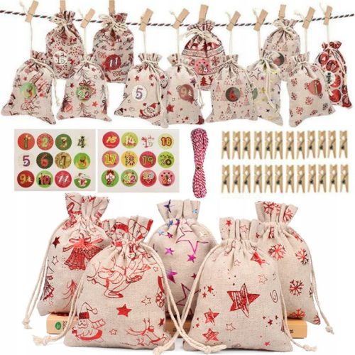  ADVENT CALENDAR DIY Handbags Jute Bags Hanging STICKERS 24 Advent