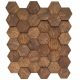 wood mosaic, smoked hexagonal wall panels