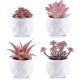 Artificial Flowers and Fruits 4X ARTIFICIAL PINK SMALL FLOWER POTS, WHITE CERAMIC FLOWER POTS