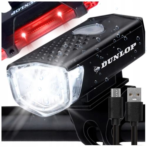  Dunlop bicycle lighting set with LED lamps front and rear USB bicycle lighting 400 lm battery