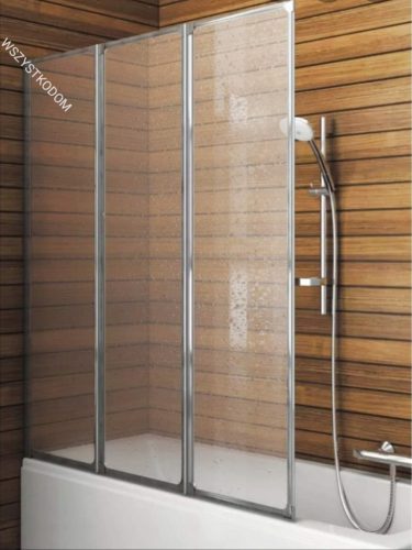 Three-part bathtub partition Kfa 120 x 139 cm, milky