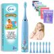  Unicorn Sonic Toothbrush, Blue, 8 Tips + FREE