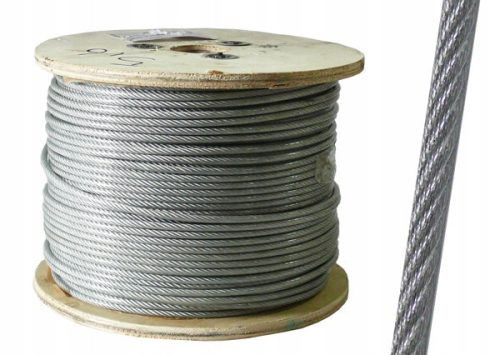 100m rope PVC-steel cable 6mm 6x19+FC galvanized