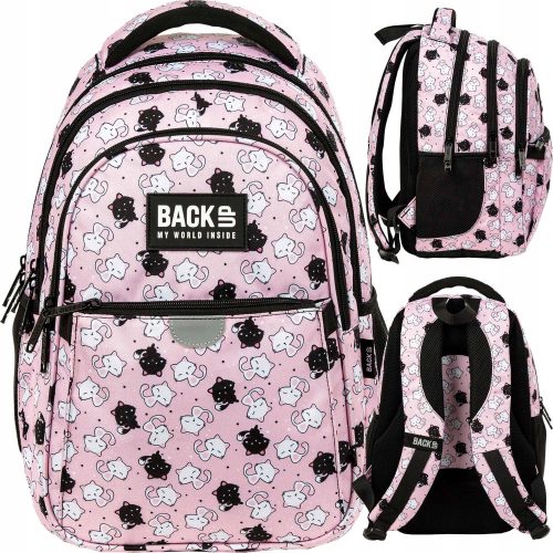  Backup School Backpack with Multiple Compartments, White, Black, Pink Tones, 22 l