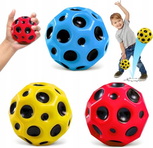 Children's Bouncing Ball for the Garden 7 cm - Rubber Moon Ball, 3 Pieces